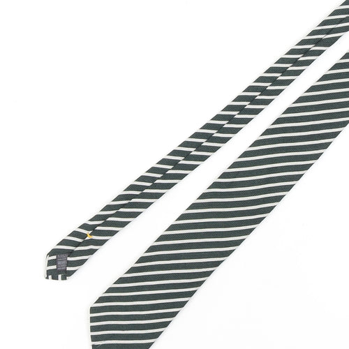 Marks and Spencer Men's Green Striped Silk Designer Tie