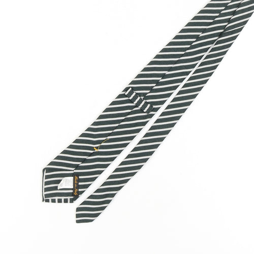 Marks and Spencer Men's Green Striped Silk Designer Tie