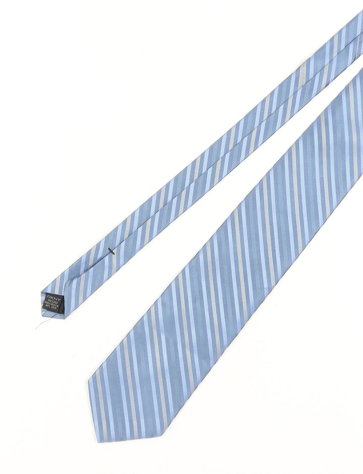 DKNY Men's Blue Silk Striped Slim Tie, One Size