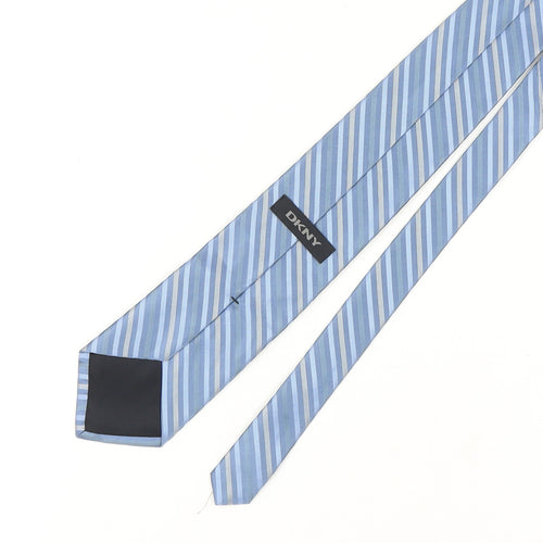 DKNY Men's Blue Silk Striped Slim Tie, One Size