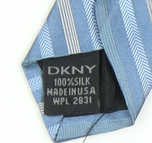 DKNY Men's Blue Silk Striped Slim Tie, One Size