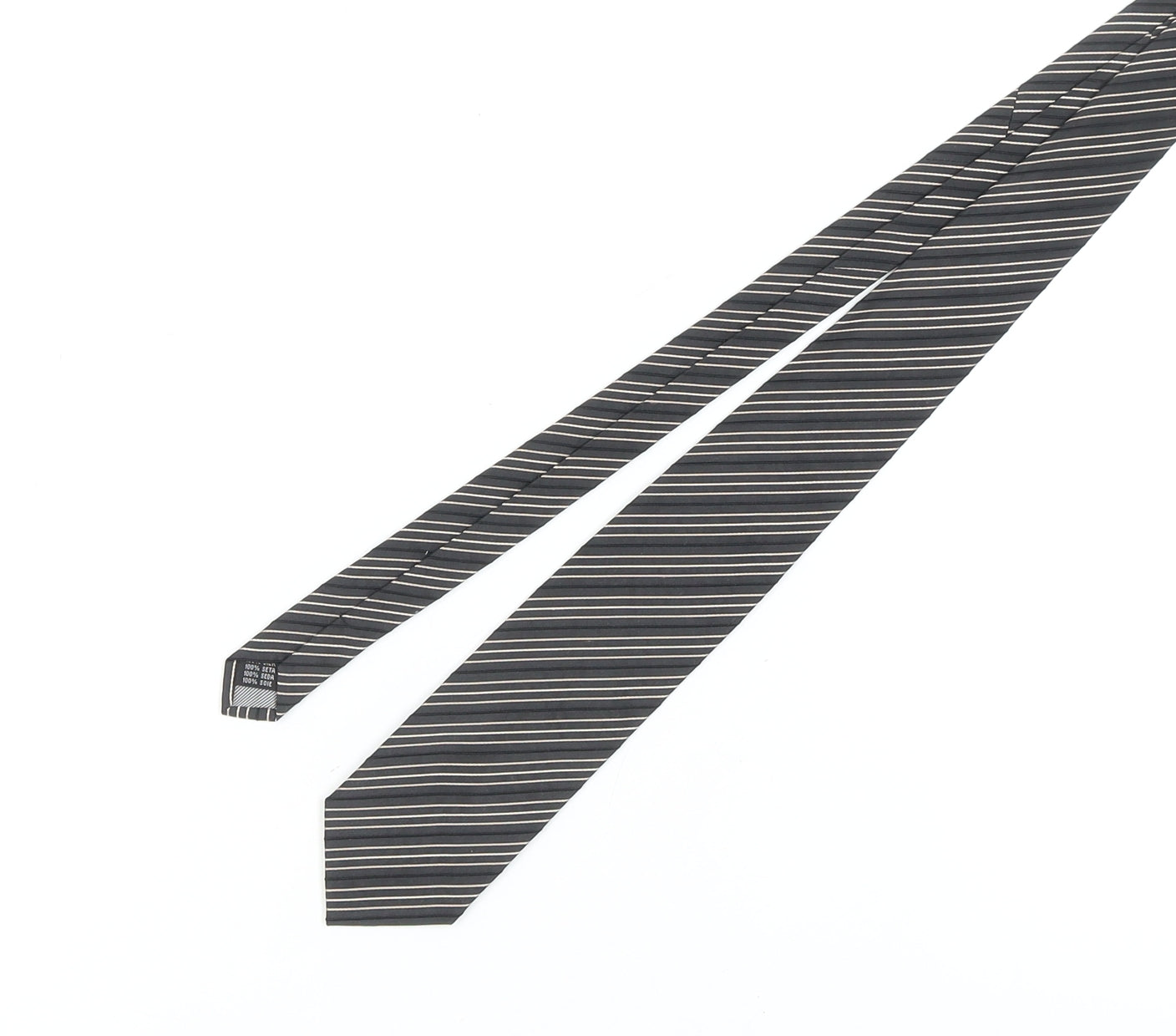 BAUMLER Men's Black Striped Silk Tie One Size