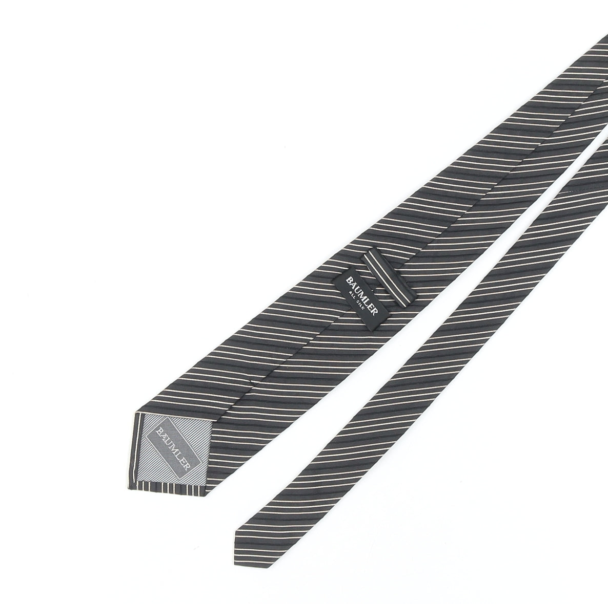 BAUMLER Men's Black Striped Silk Tie One Size