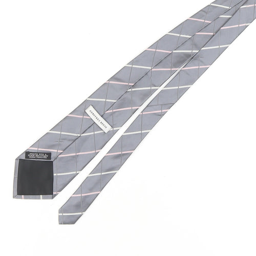 Geoffrey Beene Men's Grey Silk Plaid Handmade Tie