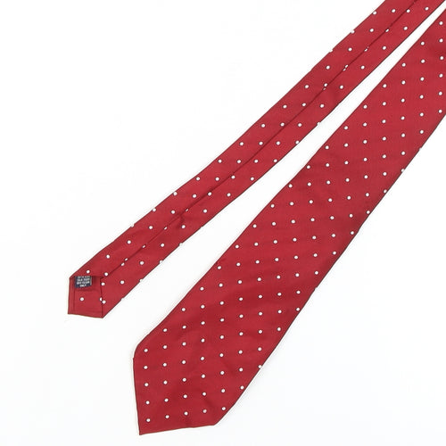 Samuel Windsor Men's Red Polka Dot Silk Tie, Excellent Condition
