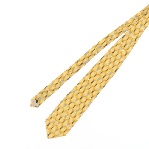 Jonelle Men's Yellow Geometric Silk Tie