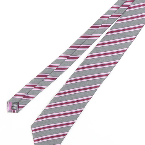 Marks and Spencer Men's Pink Striped Silk Tie One Size
