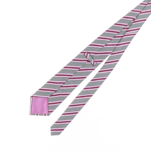 Marks and Spencer Men's Pink Striped Silk Tie One Size