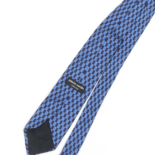 Pierre Cardin Blue Silk Plaid Tie for Men