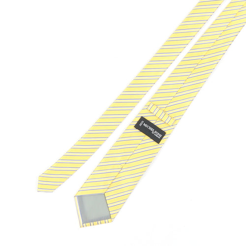 Michelsons of London Yellow Striped Polyester Men's Tie