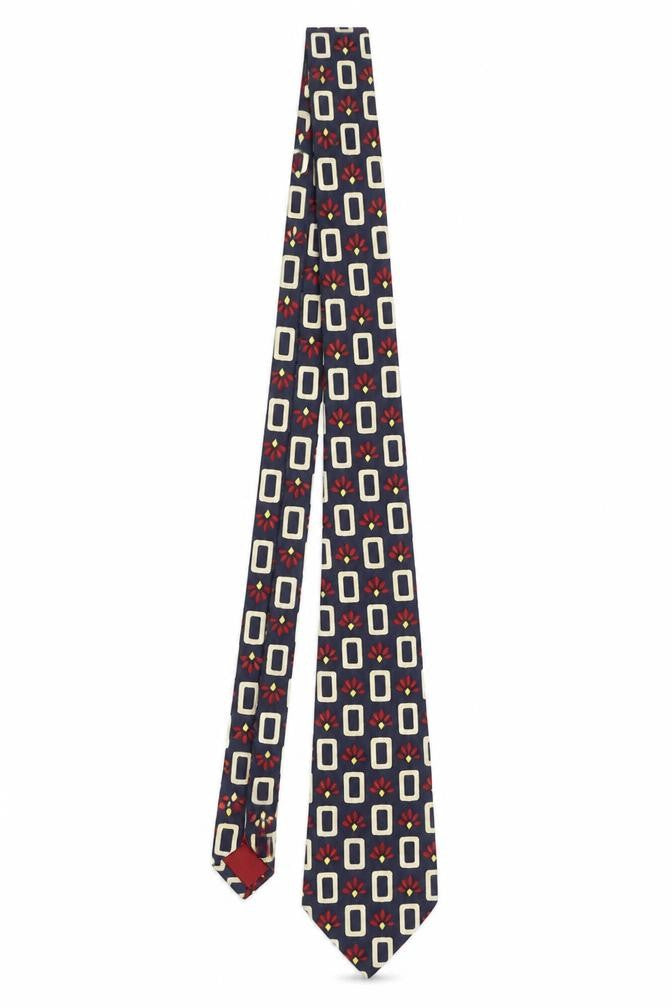 Front view of Valentino Men's Multicoloured Geometric Silk Cravat