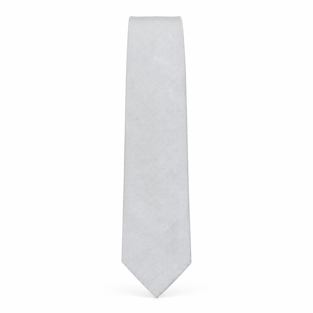 Front view of T.M. Lewin Men's Grey Silk Twill Tie One Size