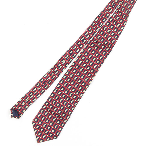Vinc Coina Men's Red & Blue Geometric Silk Tie