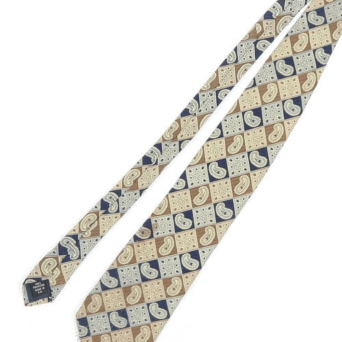 Jacques Estier Men's Beige Blue Paisley Polyester Tie