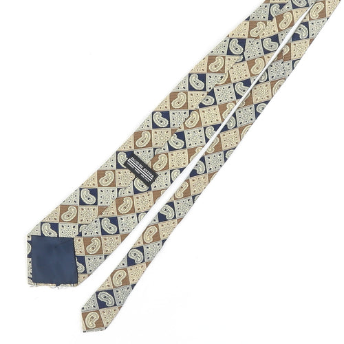 Jacques Estier Men's Beige Blue Paisley Polyester Tie
