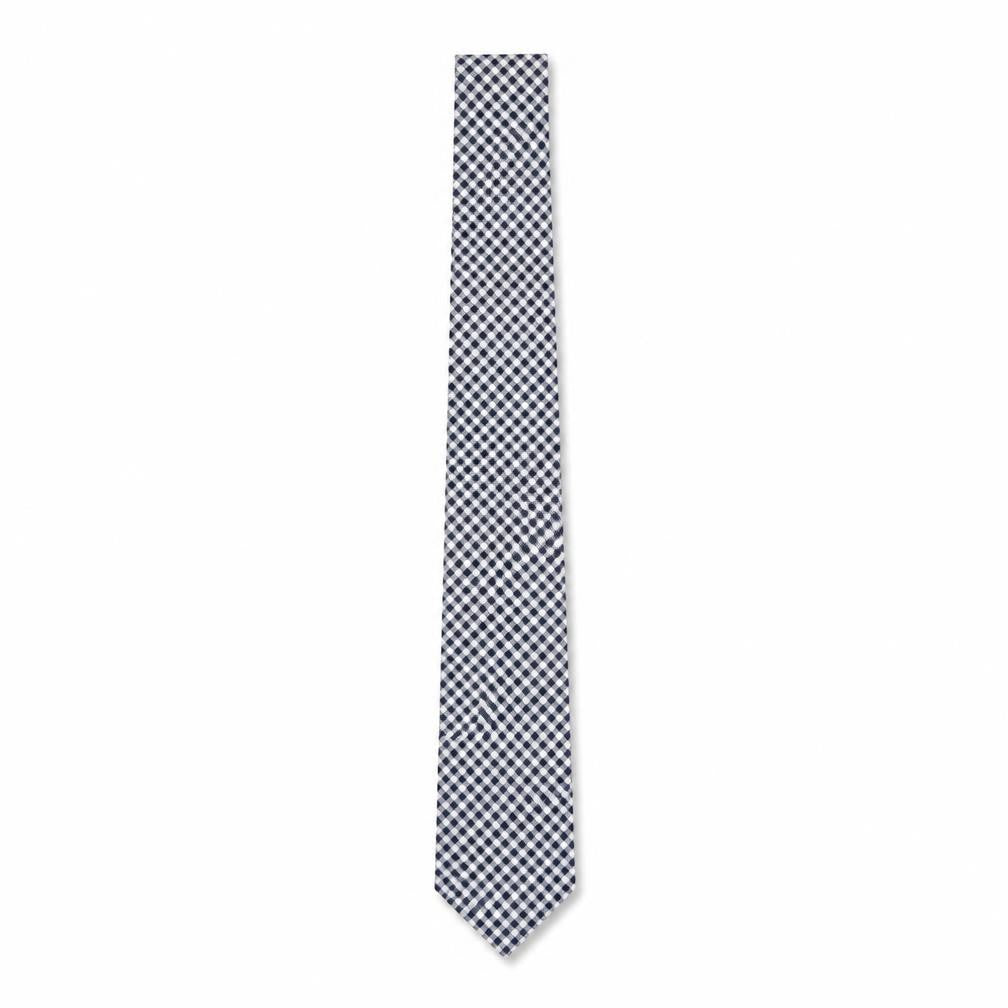 Front view of Marks & Spencer Men's Black Plaid Slim Tie - Silk