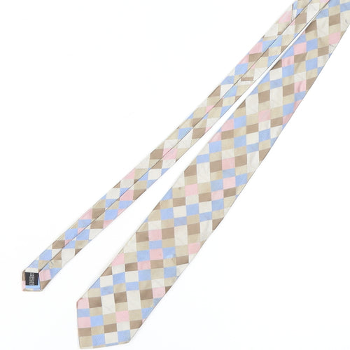 Michaelis Men's Plaid Silk Tie in Beige, Blue, Pink