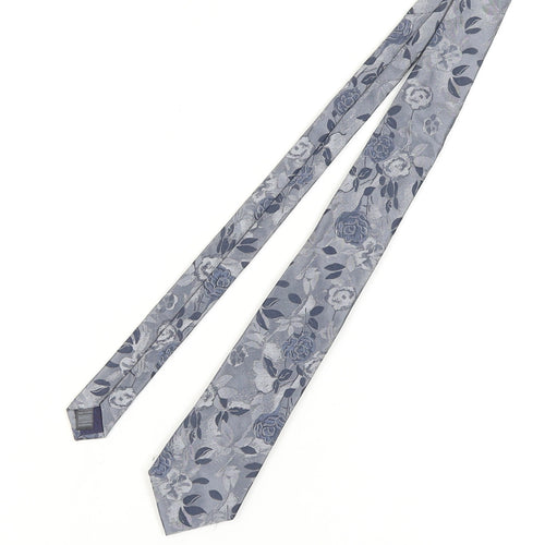 Marks and Spencer Grey Floral Silk Men's Tie