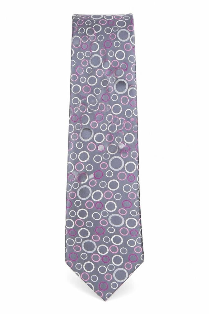 Front view of Thomas Nash Men's Grey Geometric Tie