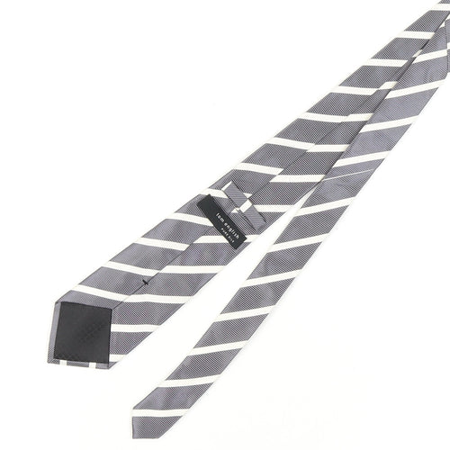 Tom English Men's Grey Striped Slim Tie One Size