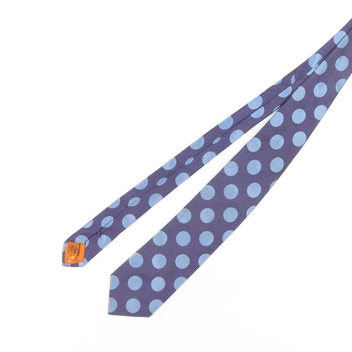 Simon Carter Men's Blue Polka Dot Silk Tie