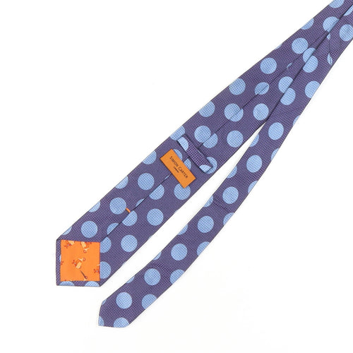Simon Carter Men's Blue Polka Dot Silk Tie