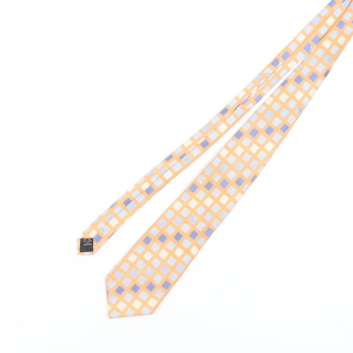 Jeff Banks Men's Orange Check Silk Tie