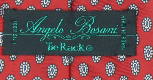 Angelo Bosani Men's Red Geometric Silk Tie