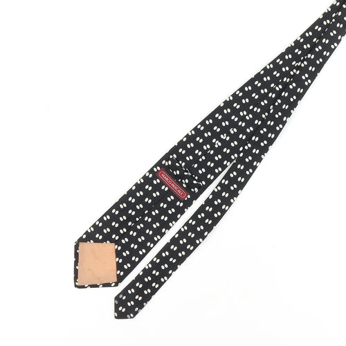 Marco Pascali Men's Black Silk Polka Dot Tie, Handmade
