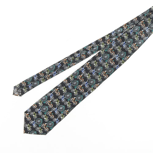 The Tie Studio Men's Black Bike Pattern Tie