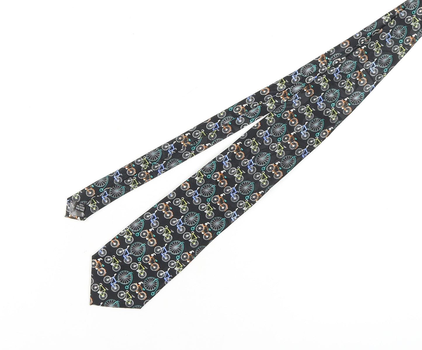 The Tie Studio Men's Black Bike Pattern Tie