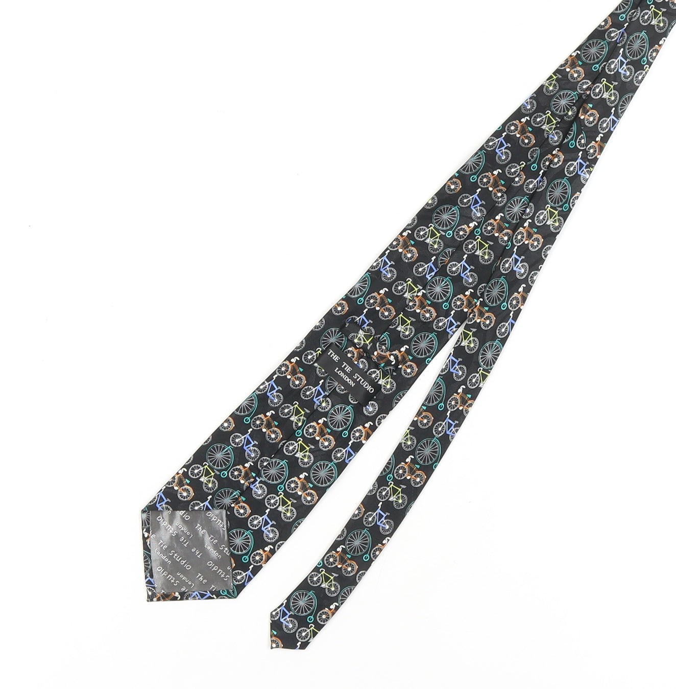 The Tie Studio Men's Black Bike Pattern Tie