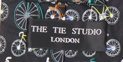 The Tie Studio Men's Black Bike Pattern Tie
