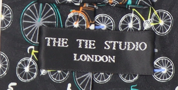 The Tie Studio Men's Black Bike Pattern Tie