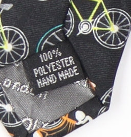 The Tie Studio Men's Black Bike Pattern Tie