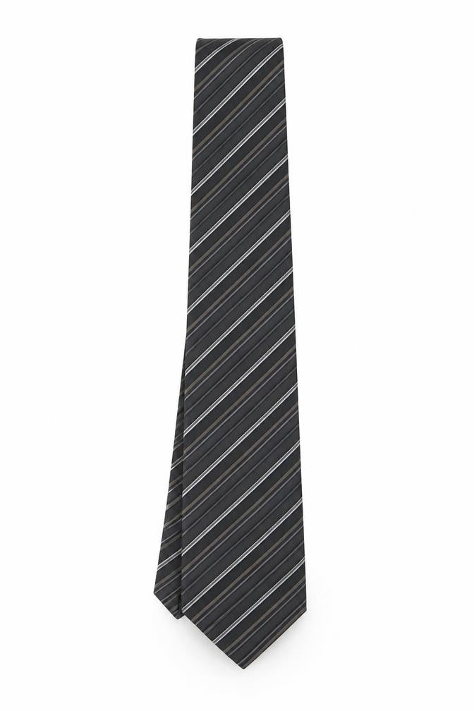 Front view of Michaelis Men's Black Striped Silk Tie