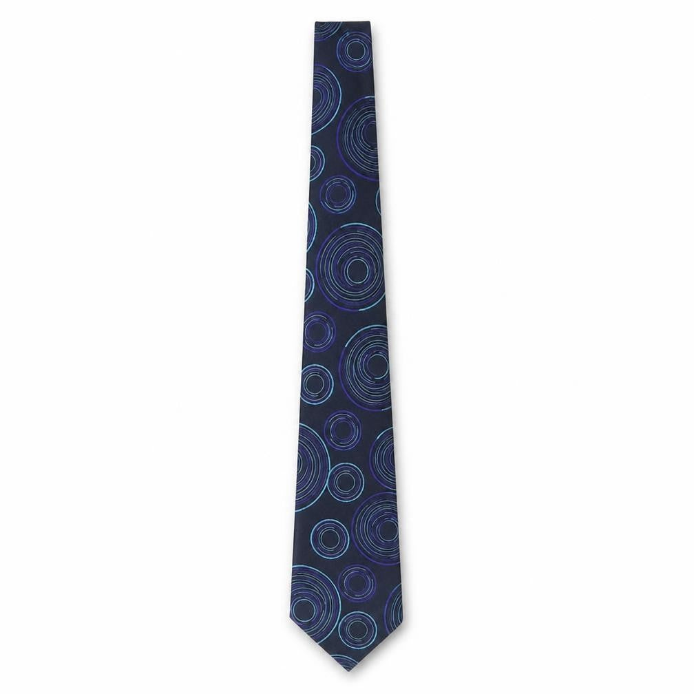 Front view of Frangi Men's Blue Geometric Silk Tie