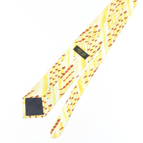 BAR-ON Men's Yellow Geometric Silk Slim Tie