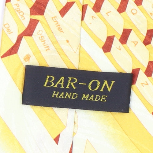 BAR-ON Men's Yellow Geometric Silk Slim Tie