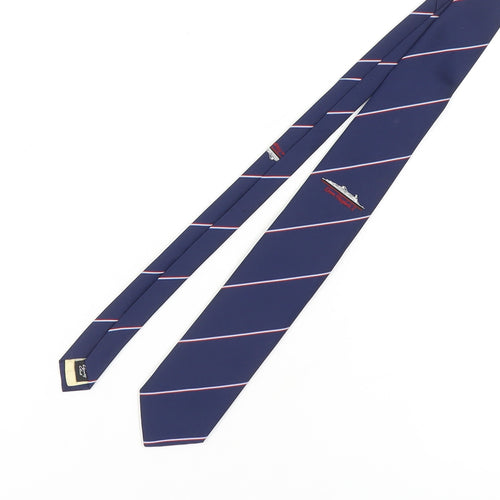 Queen Elizabeth 2 Men's Blue Striped Slim Tie Vintage