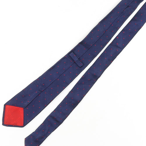 T.M.Lewin Men's Blue Silk Polka Dot Tie Handmade