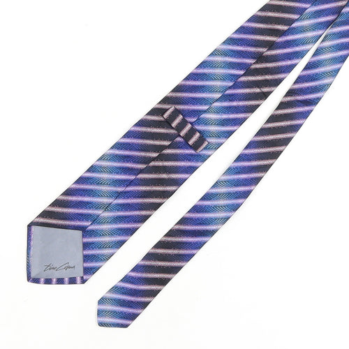 Tino Cosma Blue Silk Slim Tie for Men - Striped Pattern
