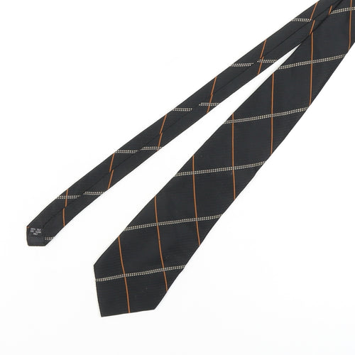 Pierre Cardin Men's Black Silk Tie Plaid Pattern