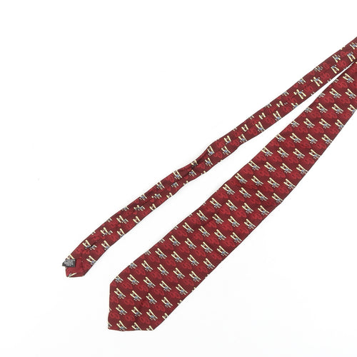 Beaufort Men's Red Silk Aeroplane Print Tie