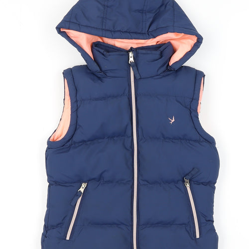 YD Girls Blue Puffer Jacket 9-10 Years Hooded Zipper