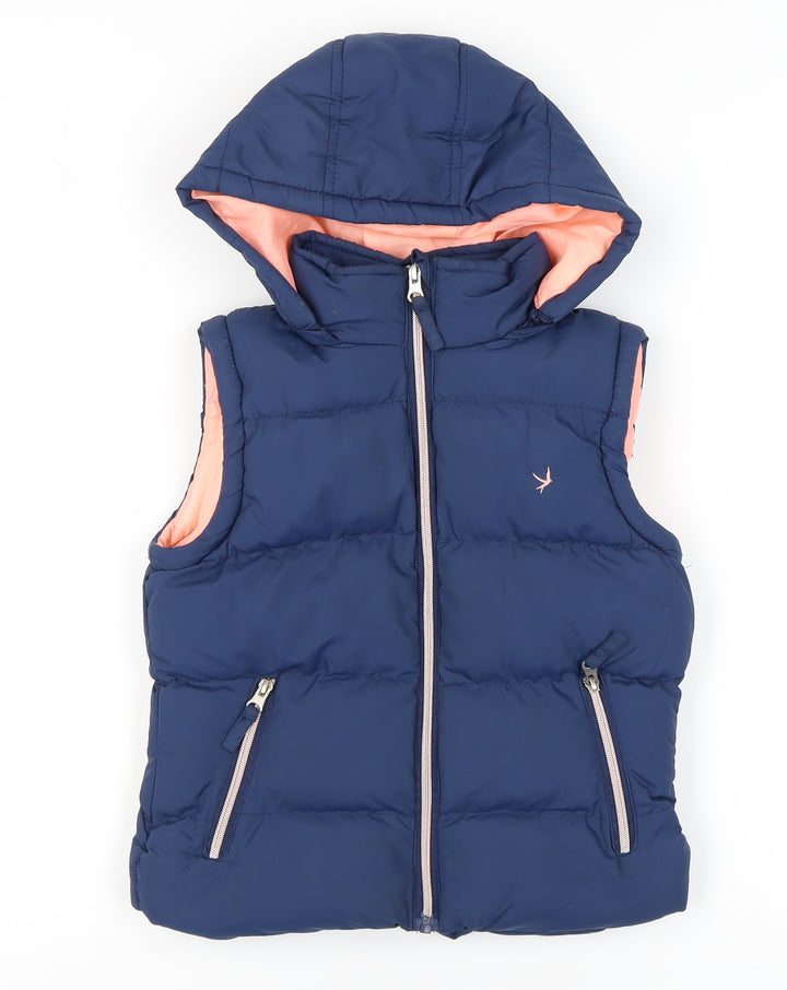 YD Girls Blue Puffer Jacket 9-10 Years Hooded Zipper