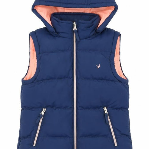 YD Girls Blue Puffer Jacket 9-10 Years Hooded Zipper