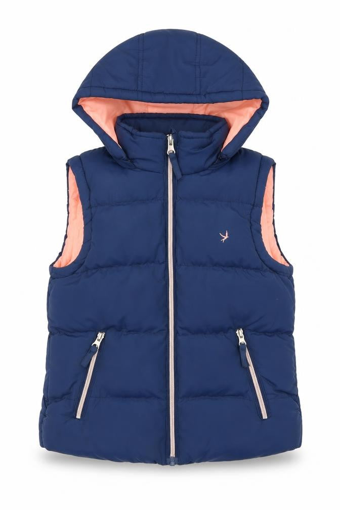 YD Girls Blue Puffer Jacket 9-10 Years Hooded Zipper