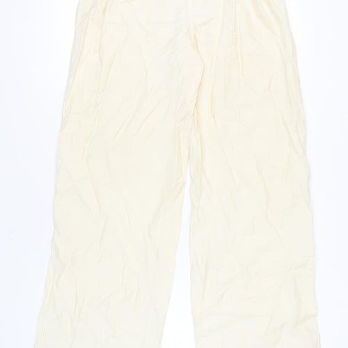 Zara Women's Ivory Wide-Leg Trousers XS