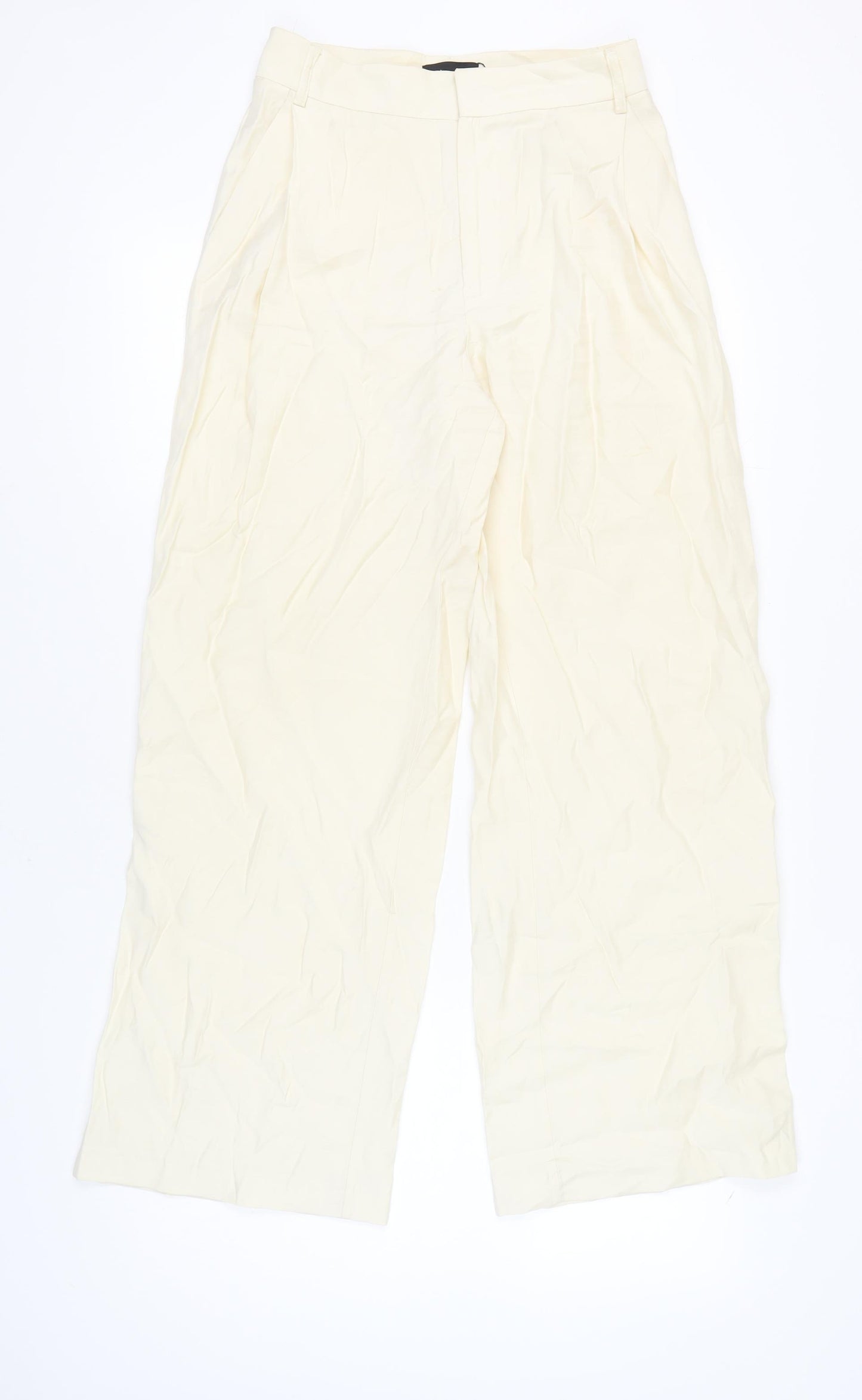 Zara Women's Ivory Wide-Leg Trousers XS